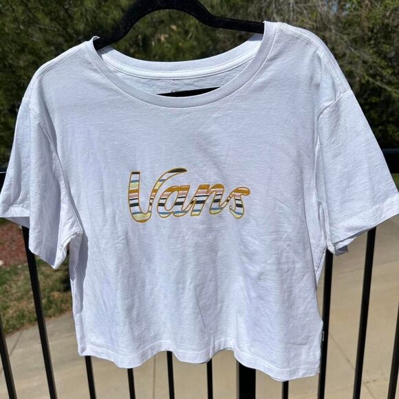 Vans Cropped Tee Women's M – Y2K Pastel Logo Skate Style - Picture 2 of 6